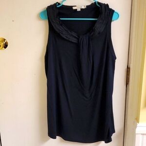 Boden Women's Sleeveless Shirt Navy Blue with Silk Neck Detail Size 16